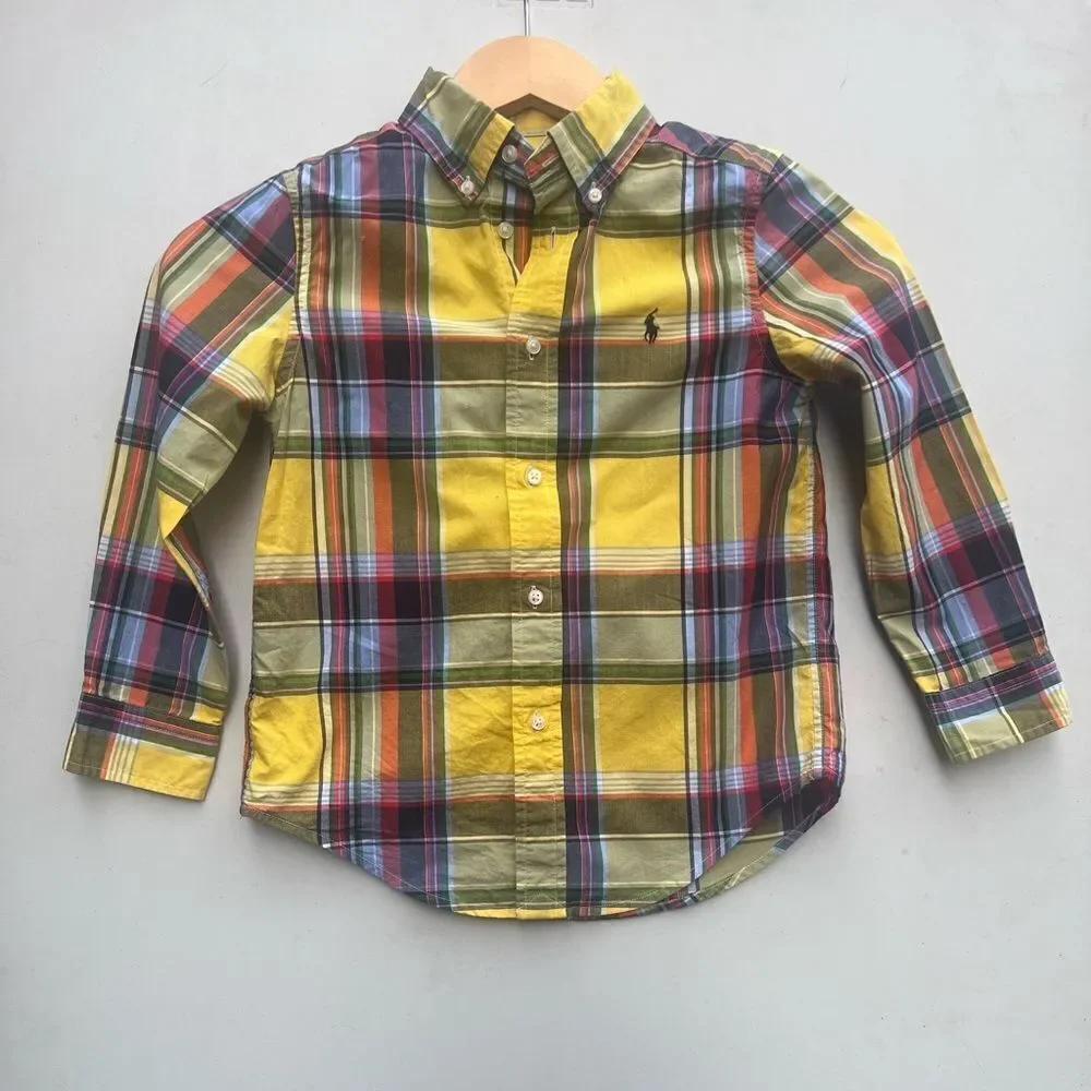 Ralph Lauren Boys Yellow Plaid Dress Shirt size 5